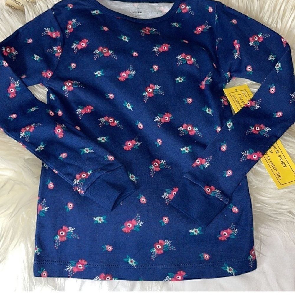 ‎Cozy Jams Sleep shirt girls size 5 T Floral Top cotton NWT